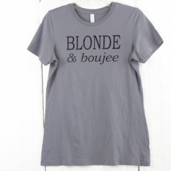 Bella Canvas Tops - Gray Crew Neck 'Blonde & Boujee' Tee XL
